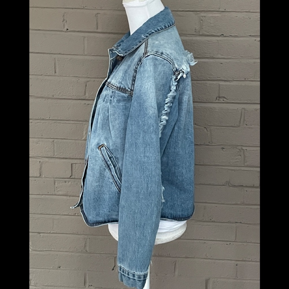 Kenzie Fringed back Full Jean Jacket S - Picture 12 of 14